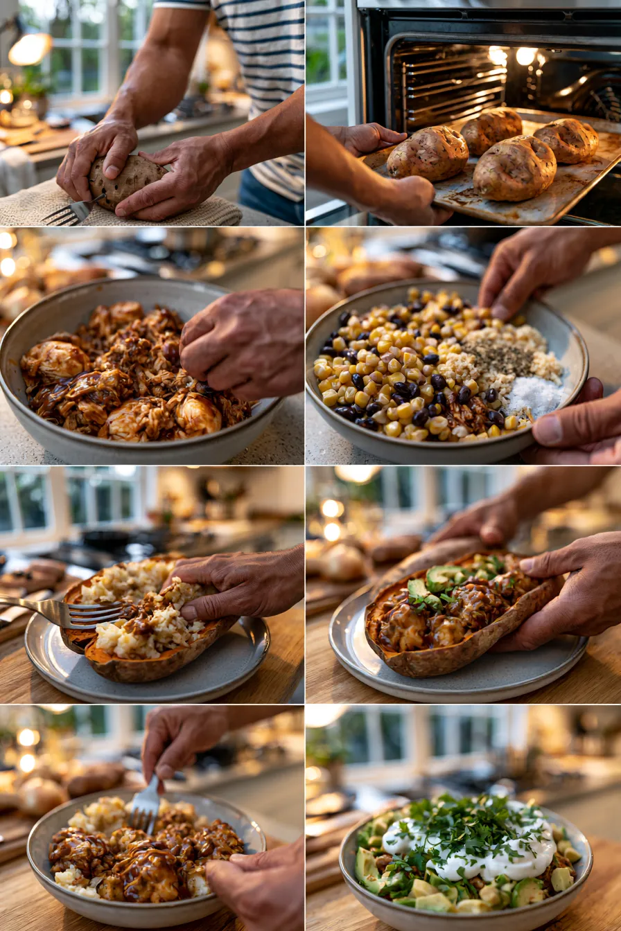 BBQ Chicken Stuffed Sweet Potatoes