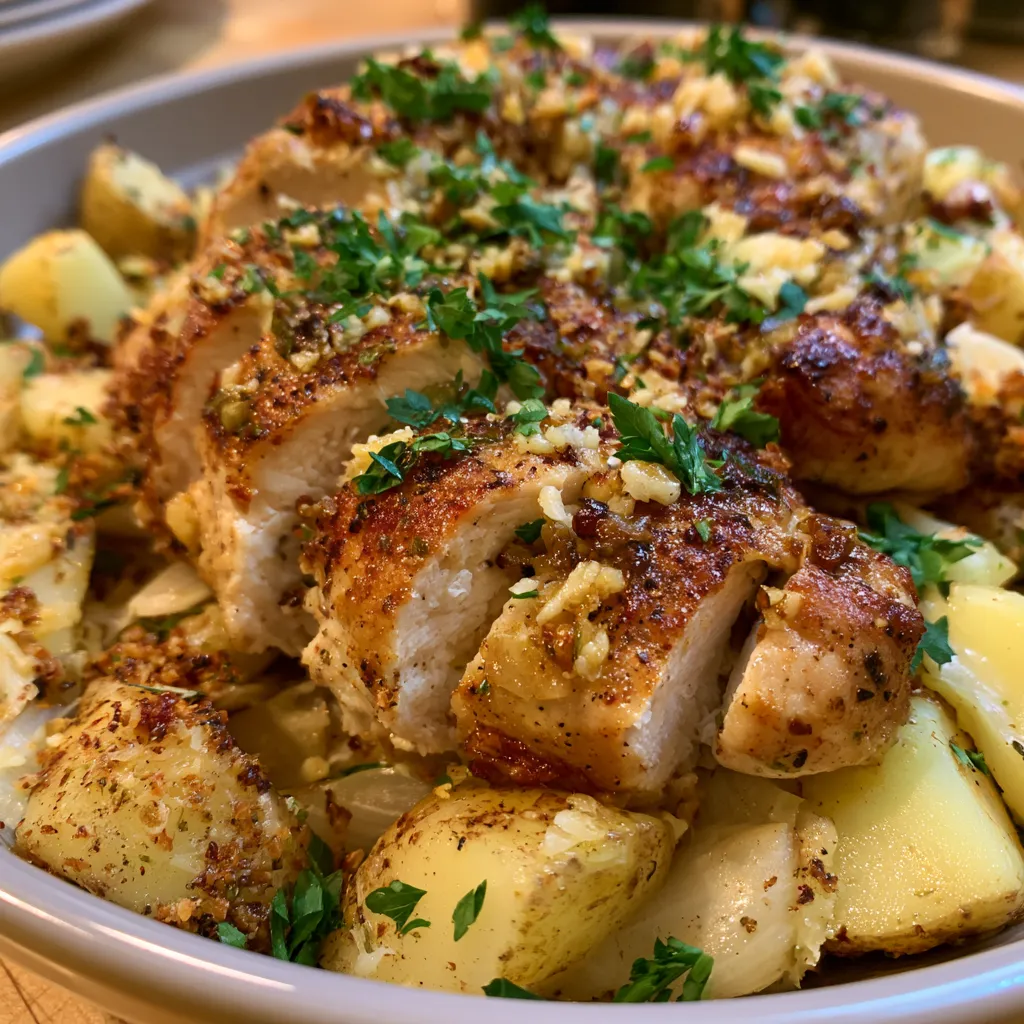 Baked Garlic Parmesan Chicken and Potatoes