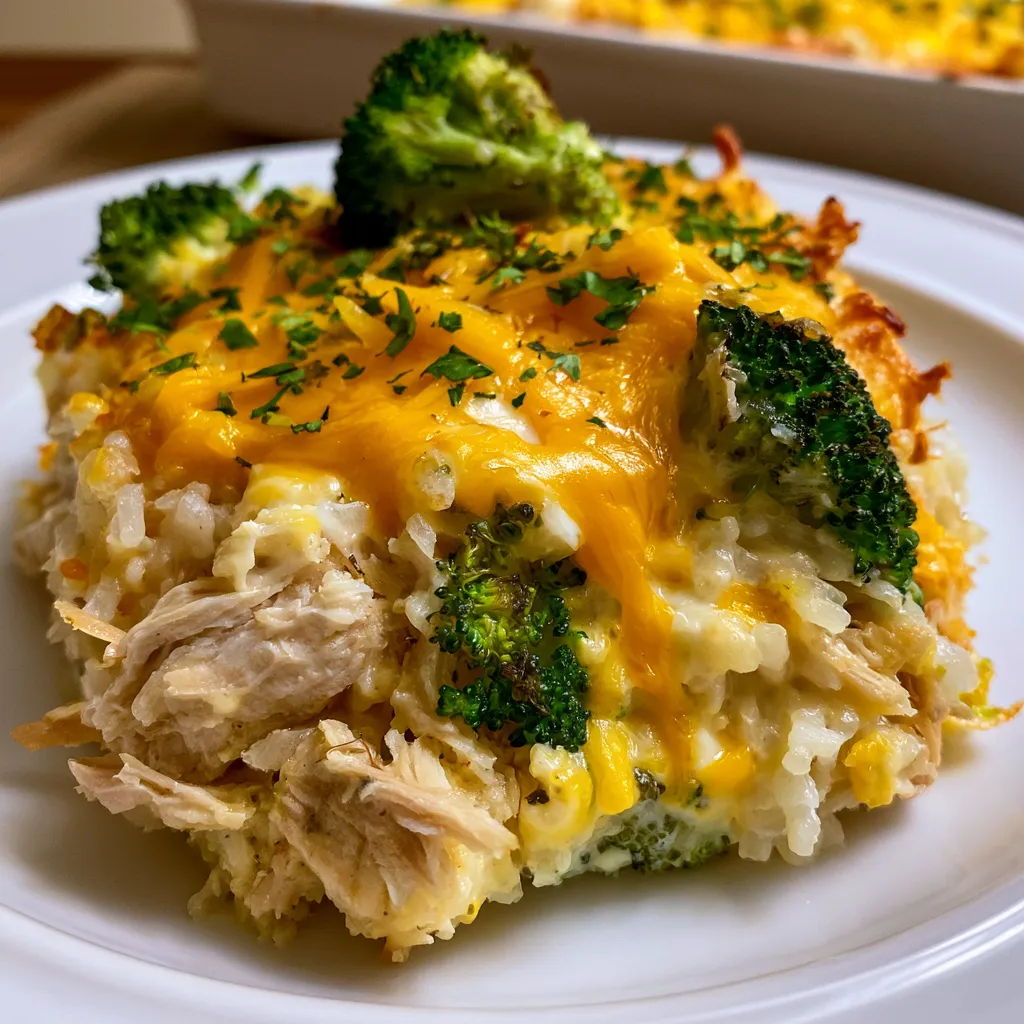 Cheesy Broccoli Chicken and Rice Casserole