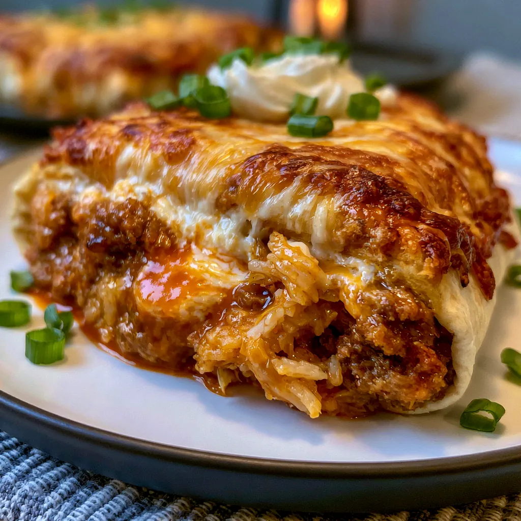 Cheesy Buffalo Beef Burritos