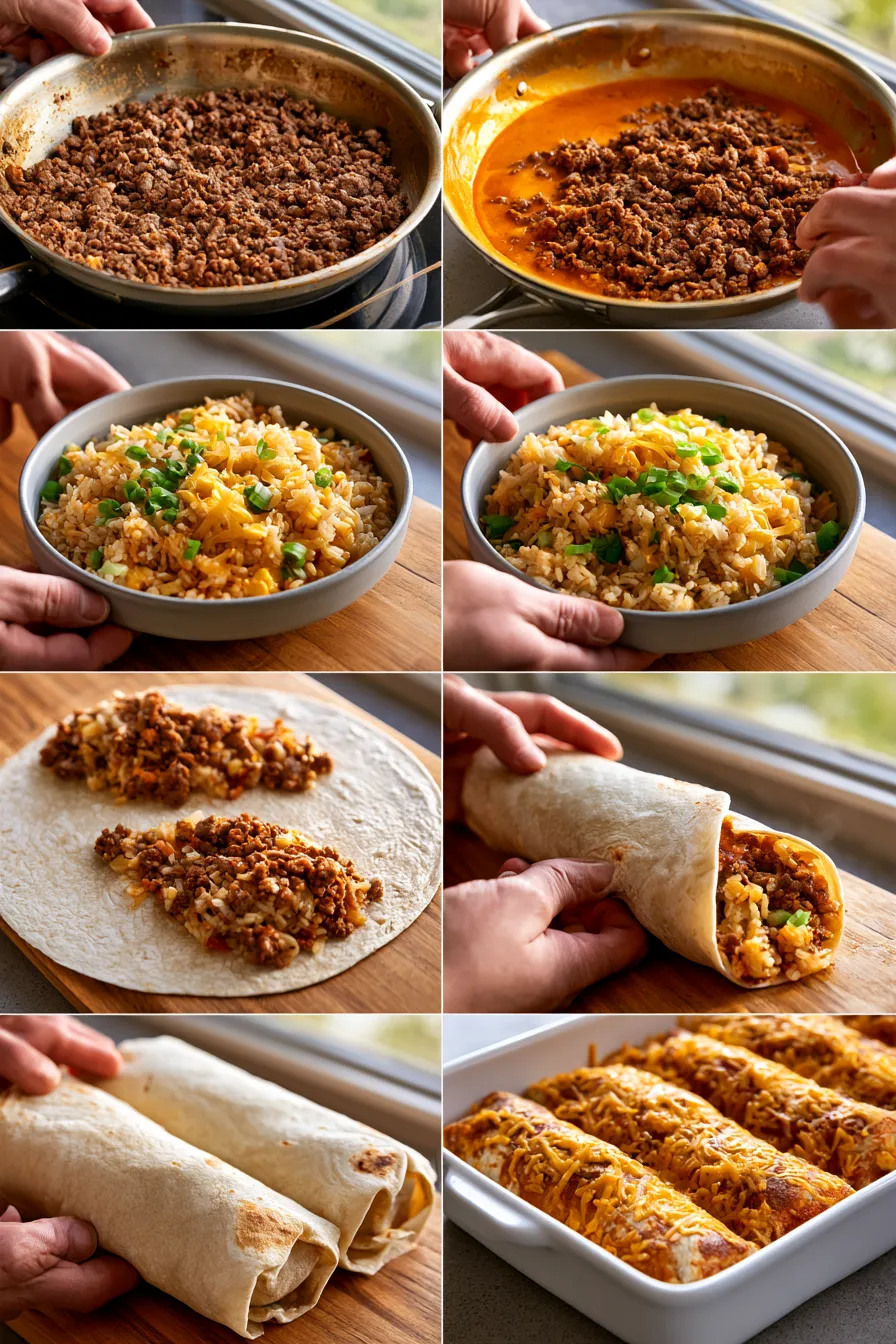 Cheesy Buffalo Beef Burritos