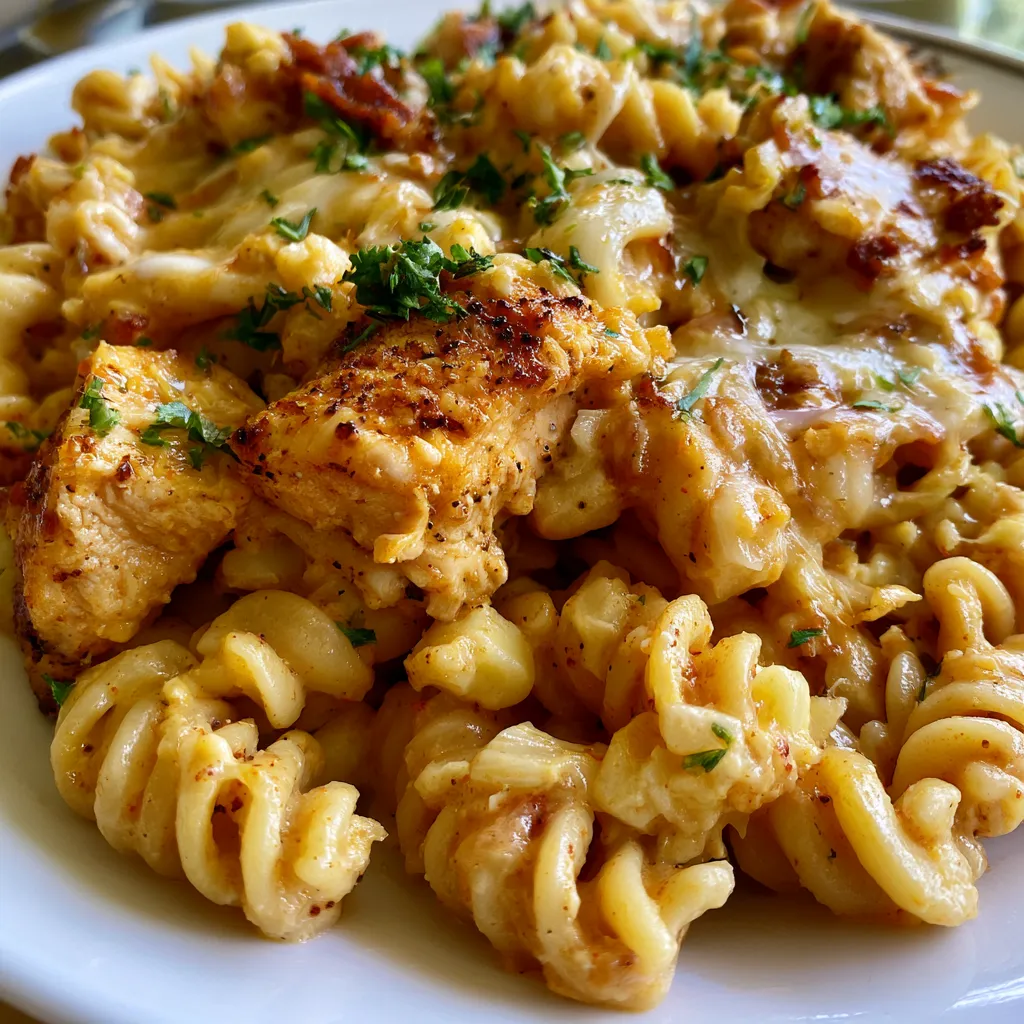Cheesy Cajun Garlic Chicken Rotini Skillet