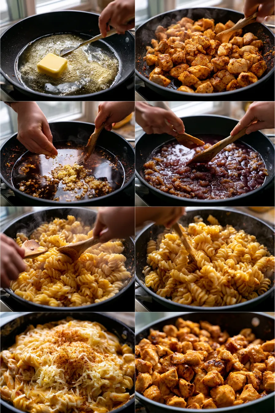 Cheesy Cajun Garlic Chicken Rotini Skillet
