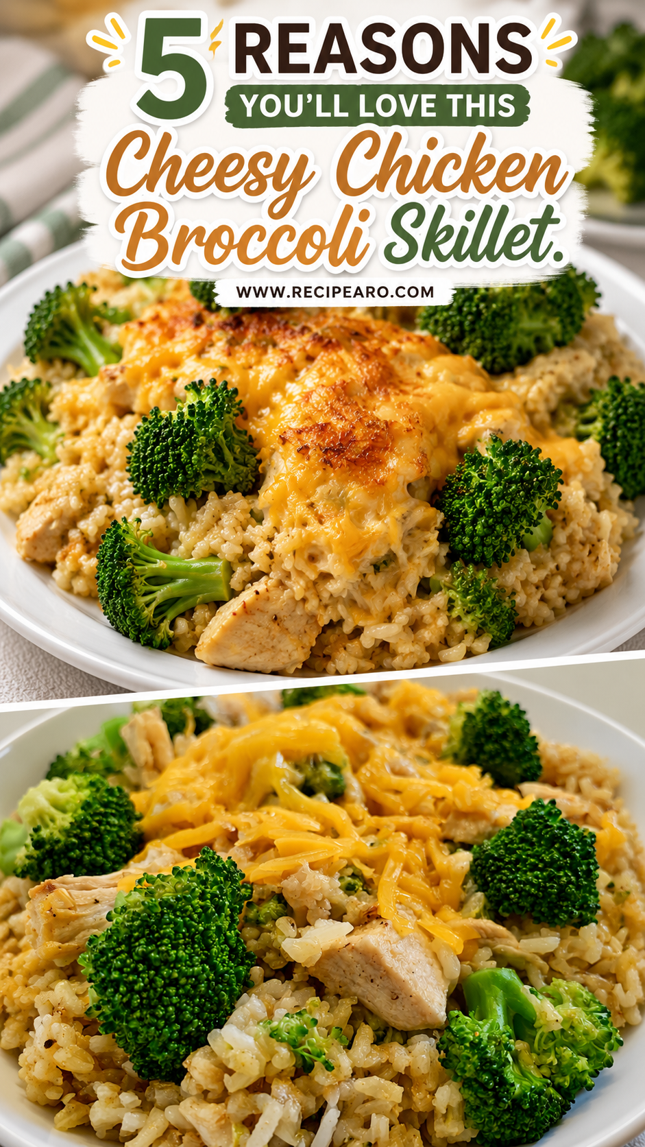 Cheesy Chicken Broccoli Rice Skillet