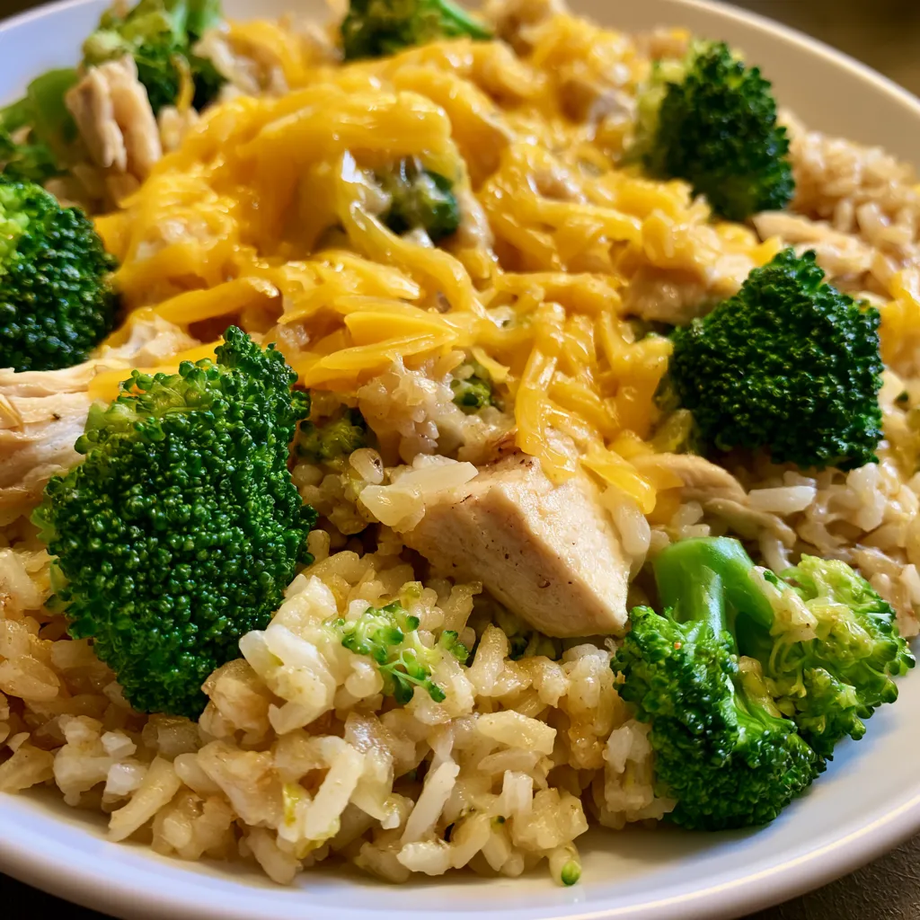 Cheesy Chicken Broccoli Rice Skillet