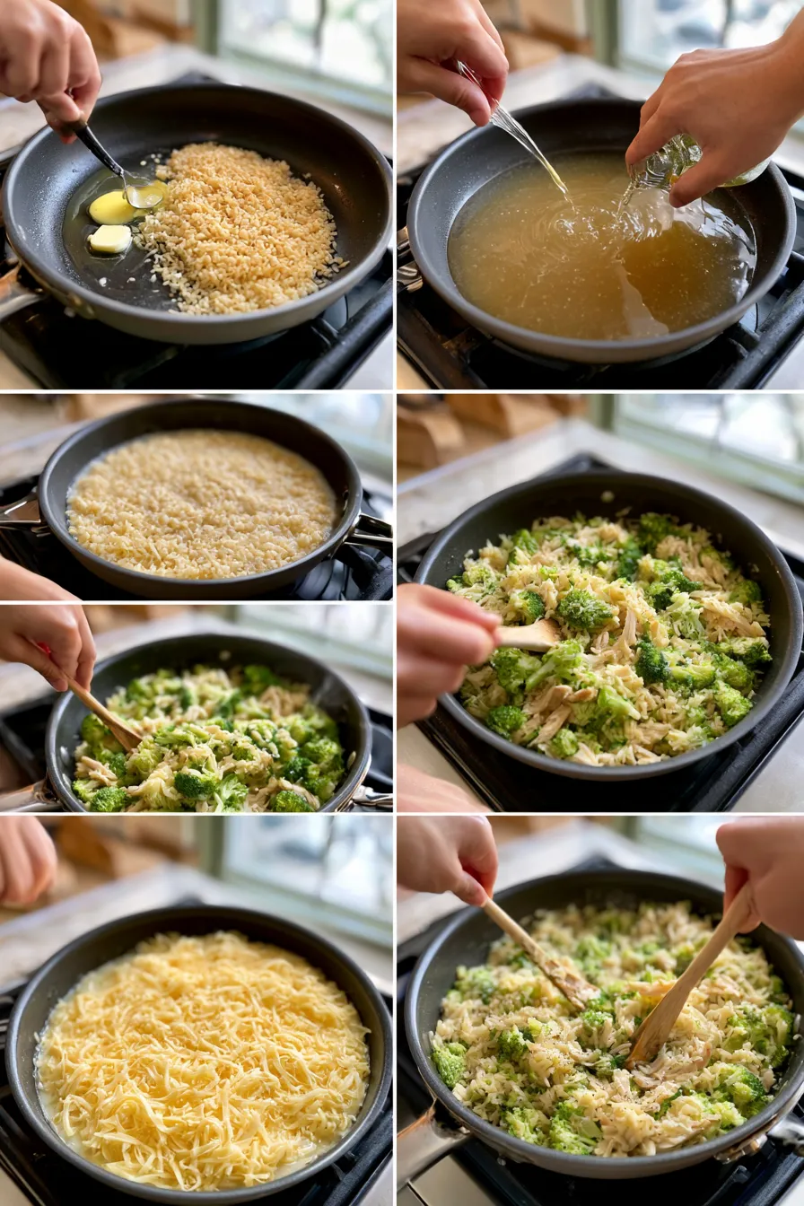Cheesy Chicken Broccoli Rice Skillet