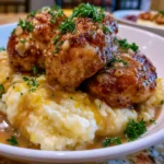 Chicken and Garlic Gravy with Cheesy Mashed Potatoes