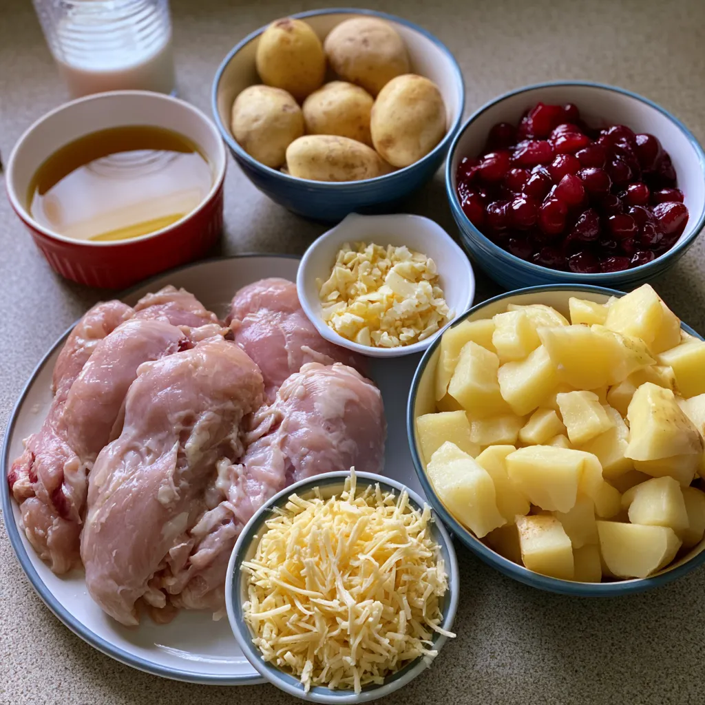 Chicken and Garlic Gravy with Cheesy Mashed Potatoes