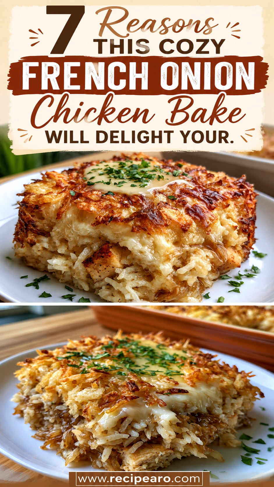 Cozy French Onion Chicken Rice Bake