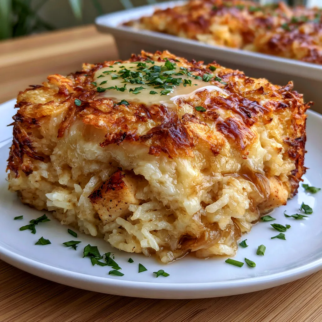 Cozy French Onion Chicken Rice Bake