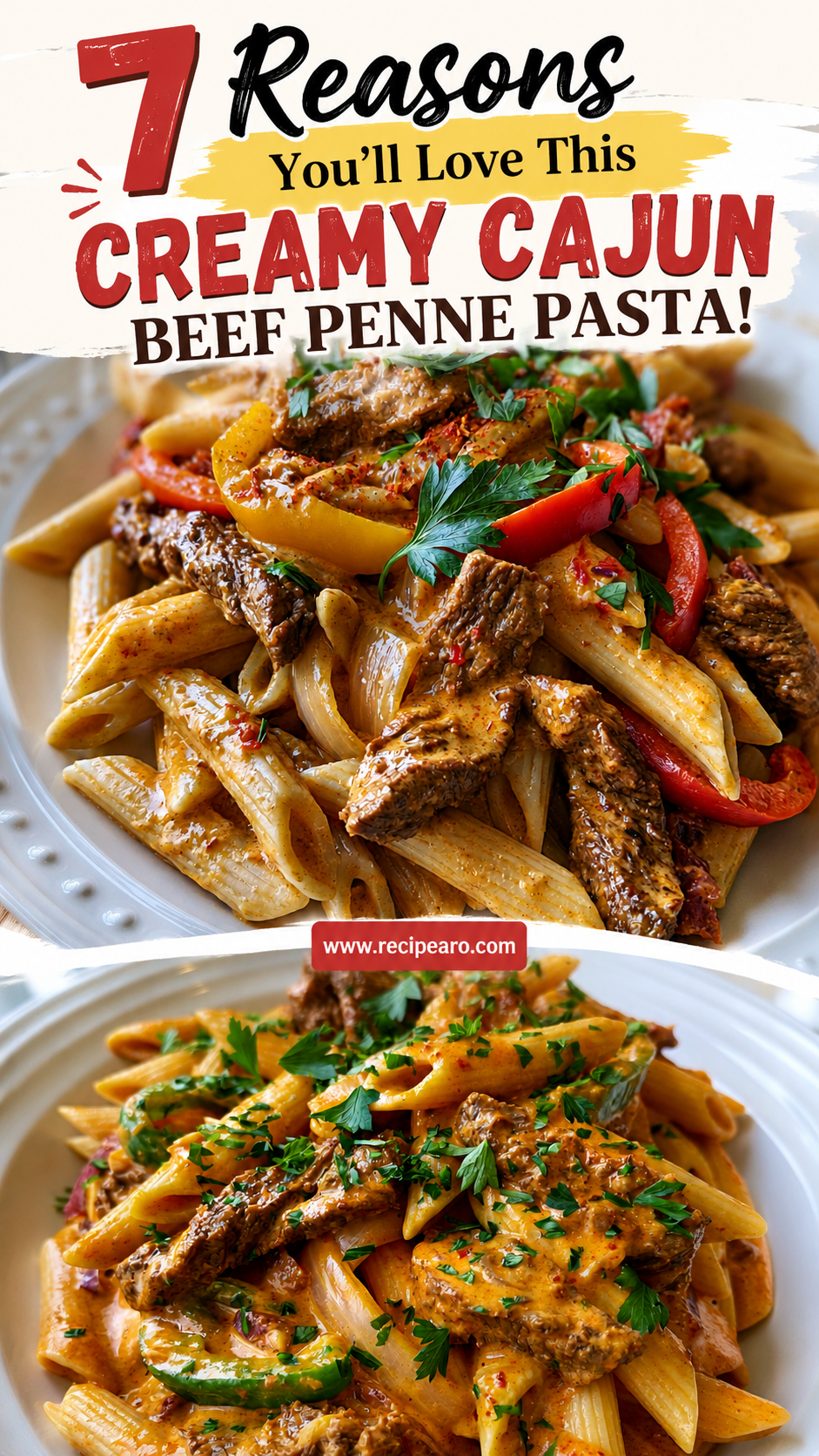Creamy Cajun Beef Penne Pasta