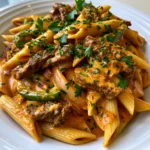 Creamy Cajun Beef Penne Pasta