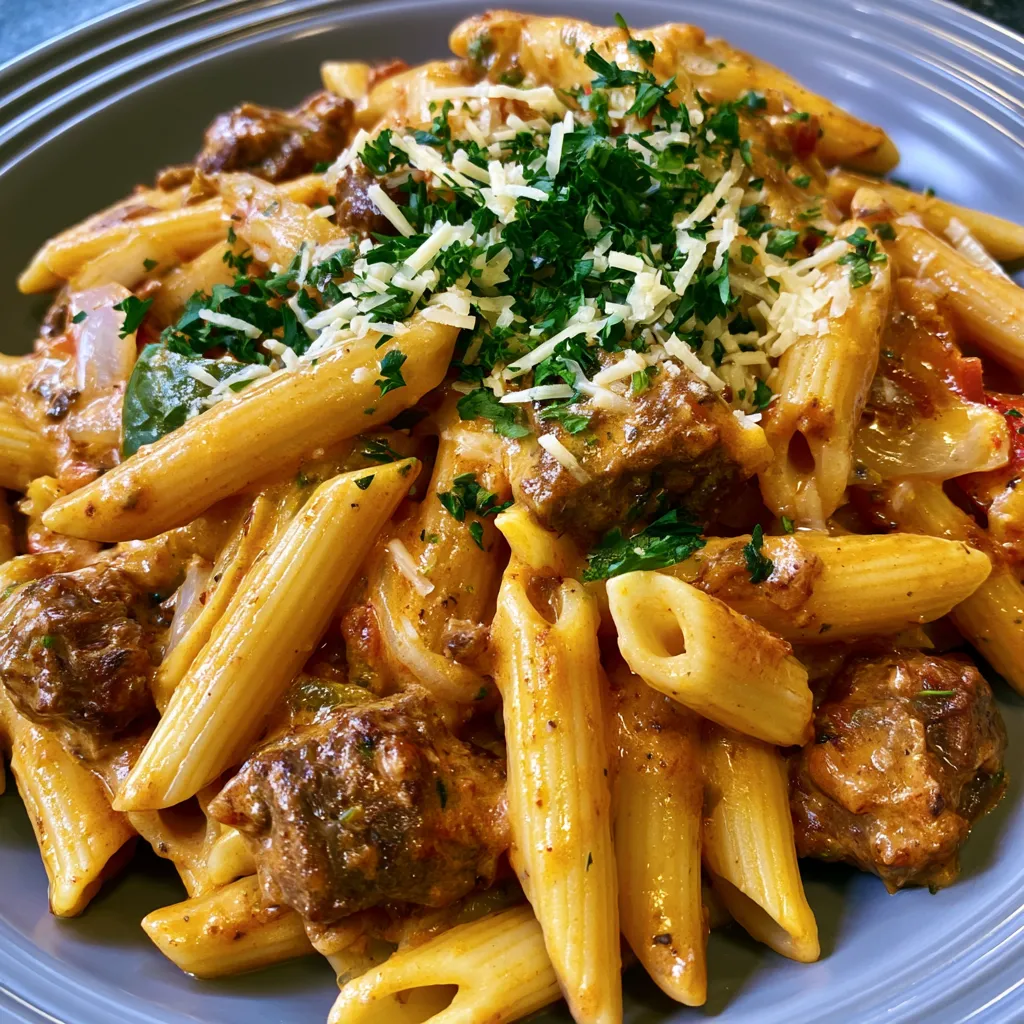 Creamy Cajun Beef Penne Pasta