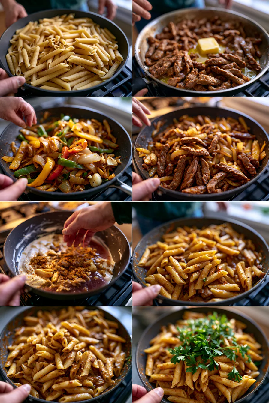 Creamy Cajun Beef Penne Pasta