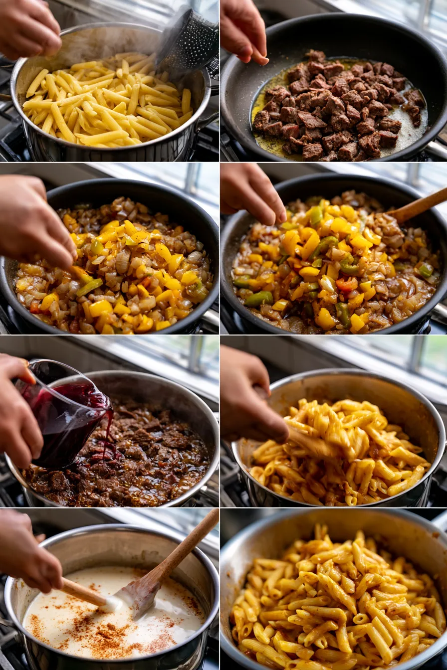 Creamy Cajun Beef Penne Pasta