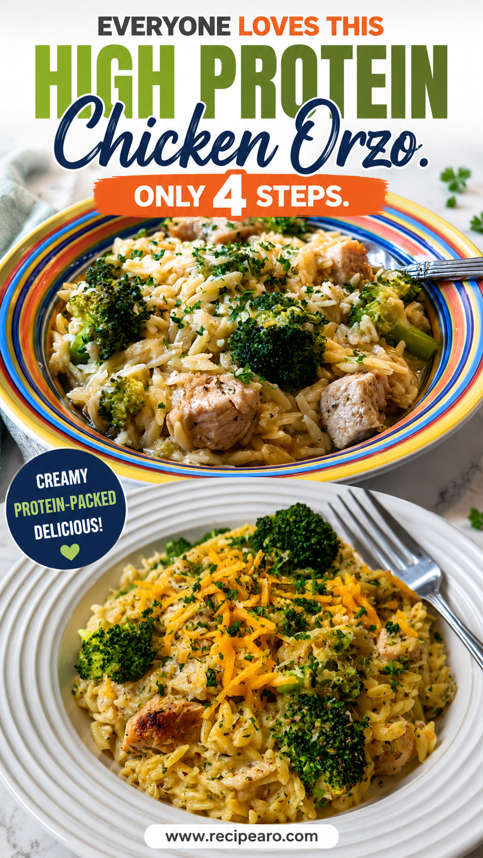 Creamy Cheesy Chicken Broccoli Orzo