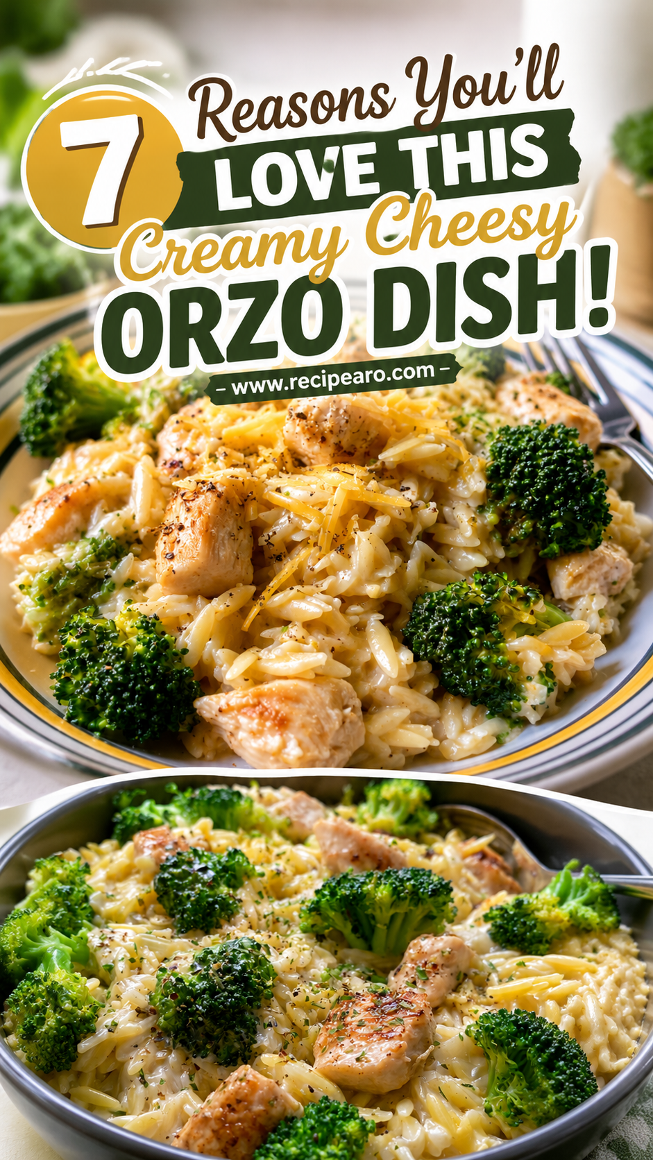 Creamy Cheesy Chicken Broccoli Orzo
