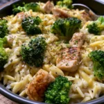 Creamy Cheesy Chicken Broccoli Orzo