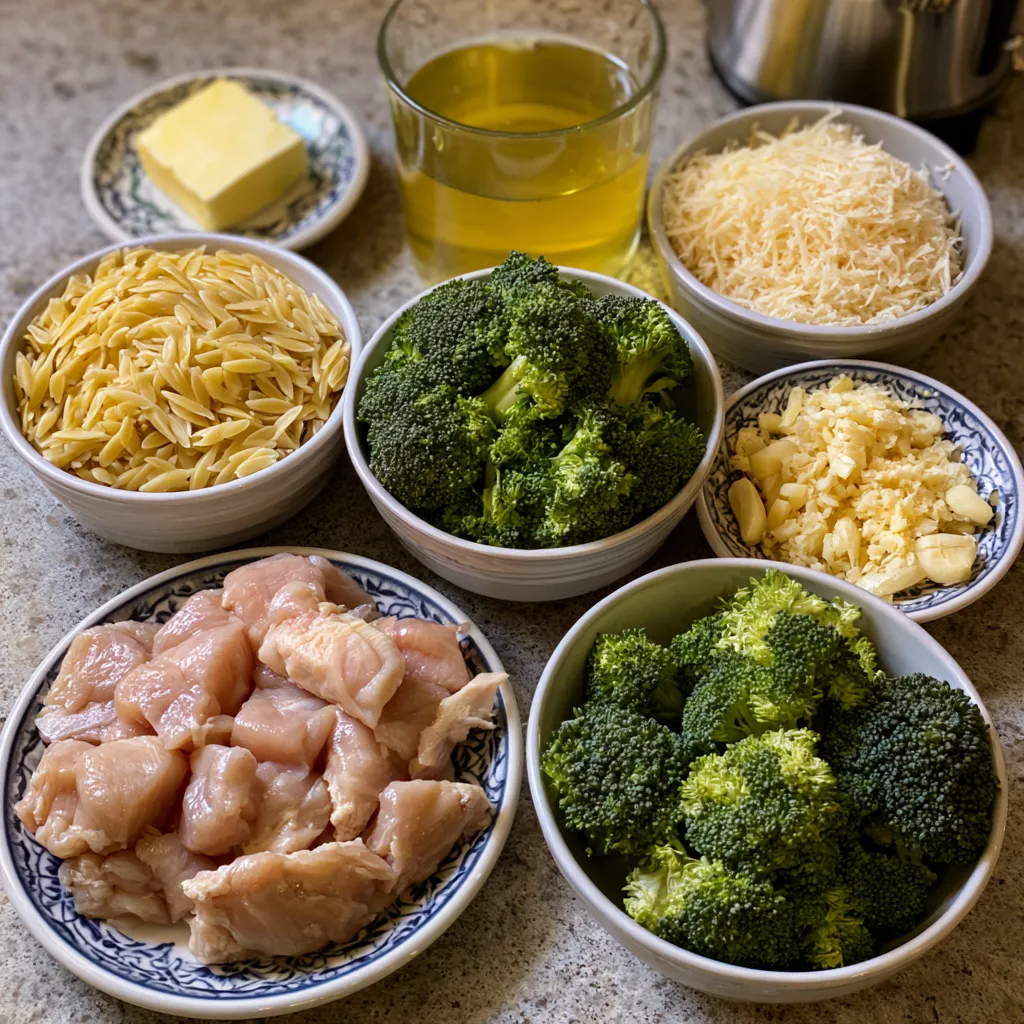 Creamy Cheesy Chicken Broccoli Orzo
