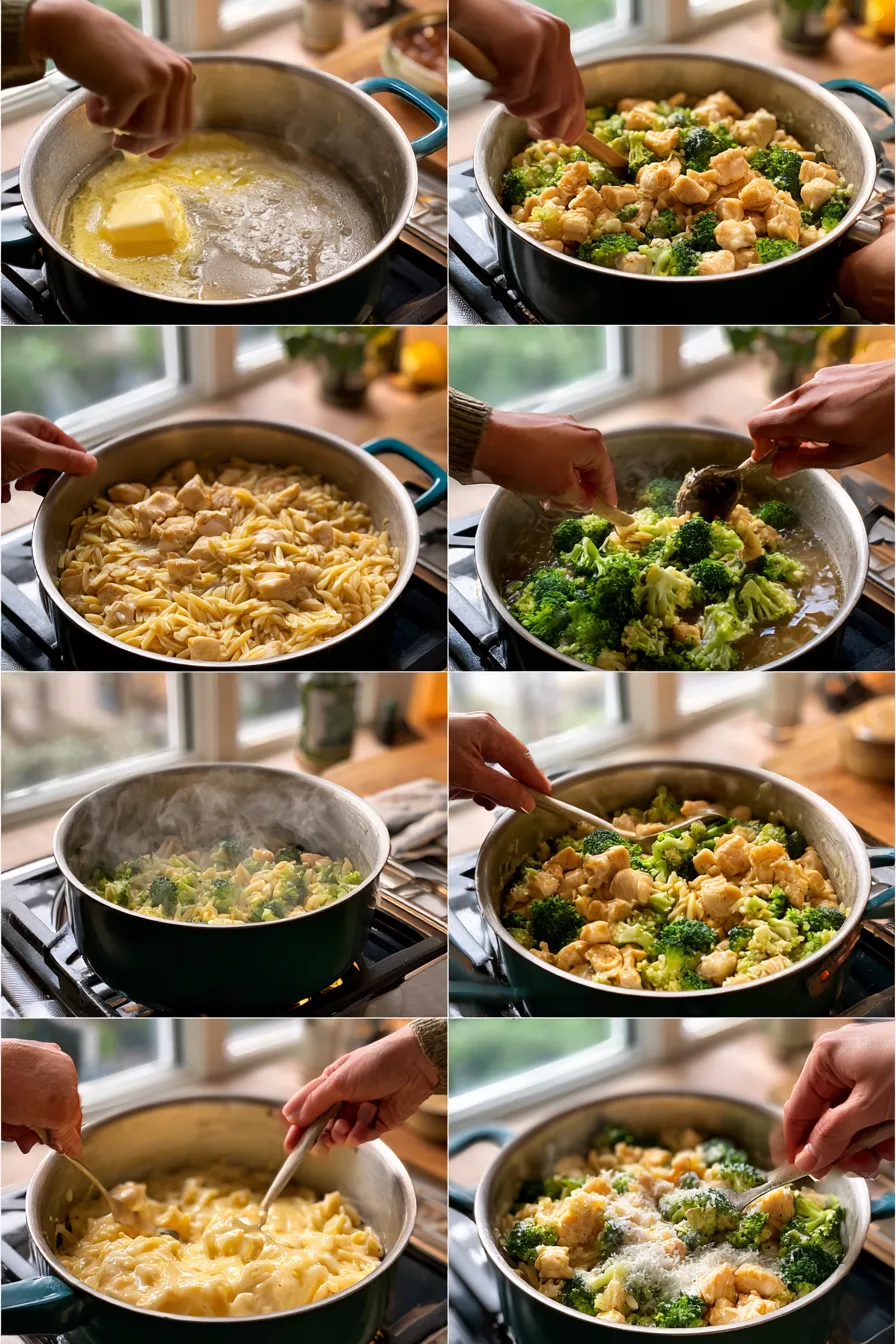 Creamy Cheesy Chicken Broccoli Orzo
