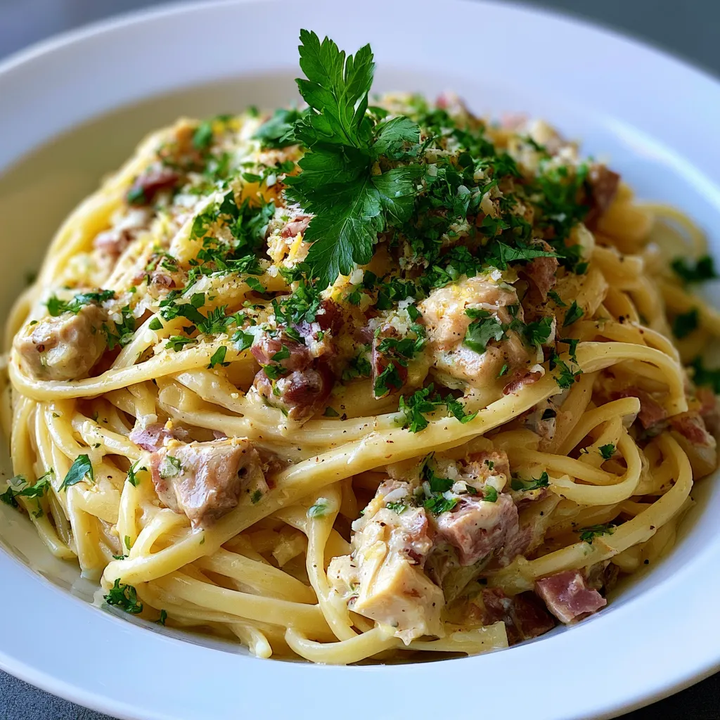 Creamy Chicken Carbonara with Smoked Beef