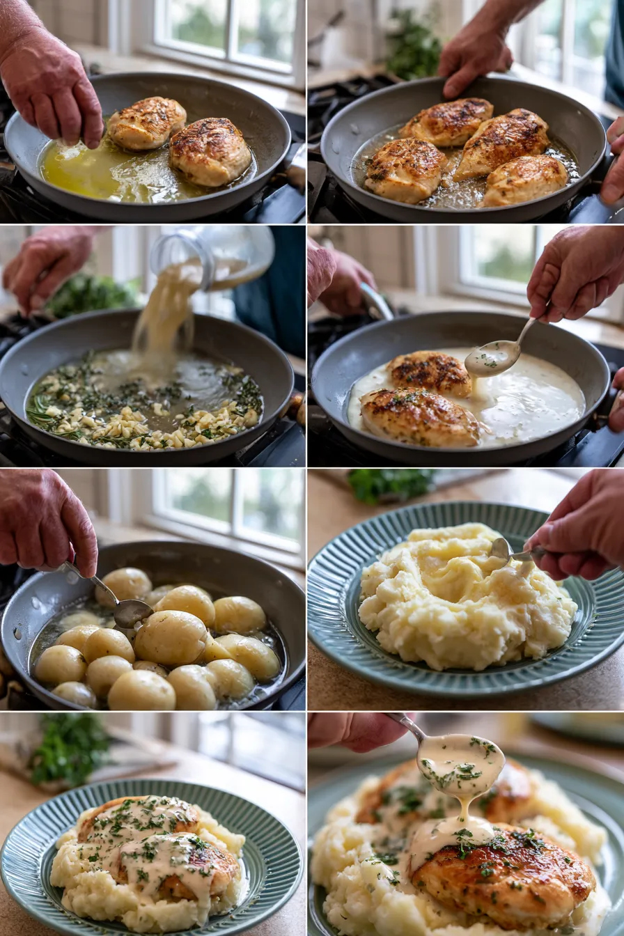 Creamy Garlic Herb Chicken with Mashed Potatoes