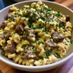 Creamy Garlic Parmesan Beef Pasta