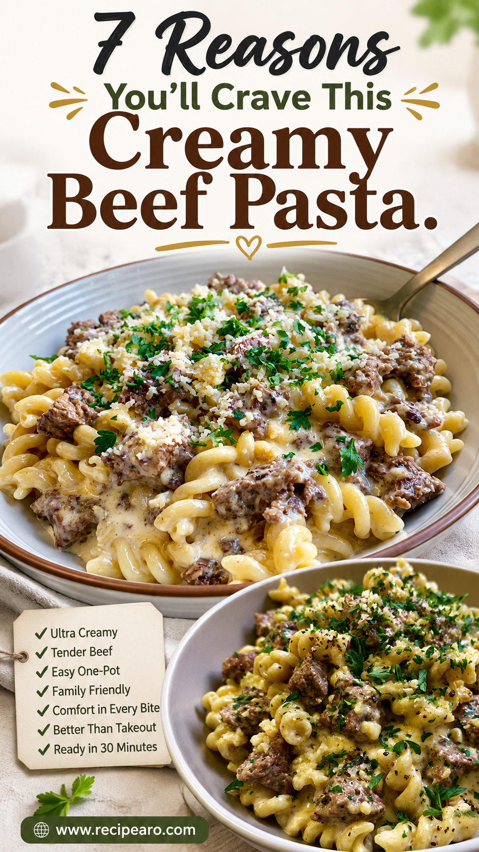 Creamy Garlic Parmesan Beef Pasta