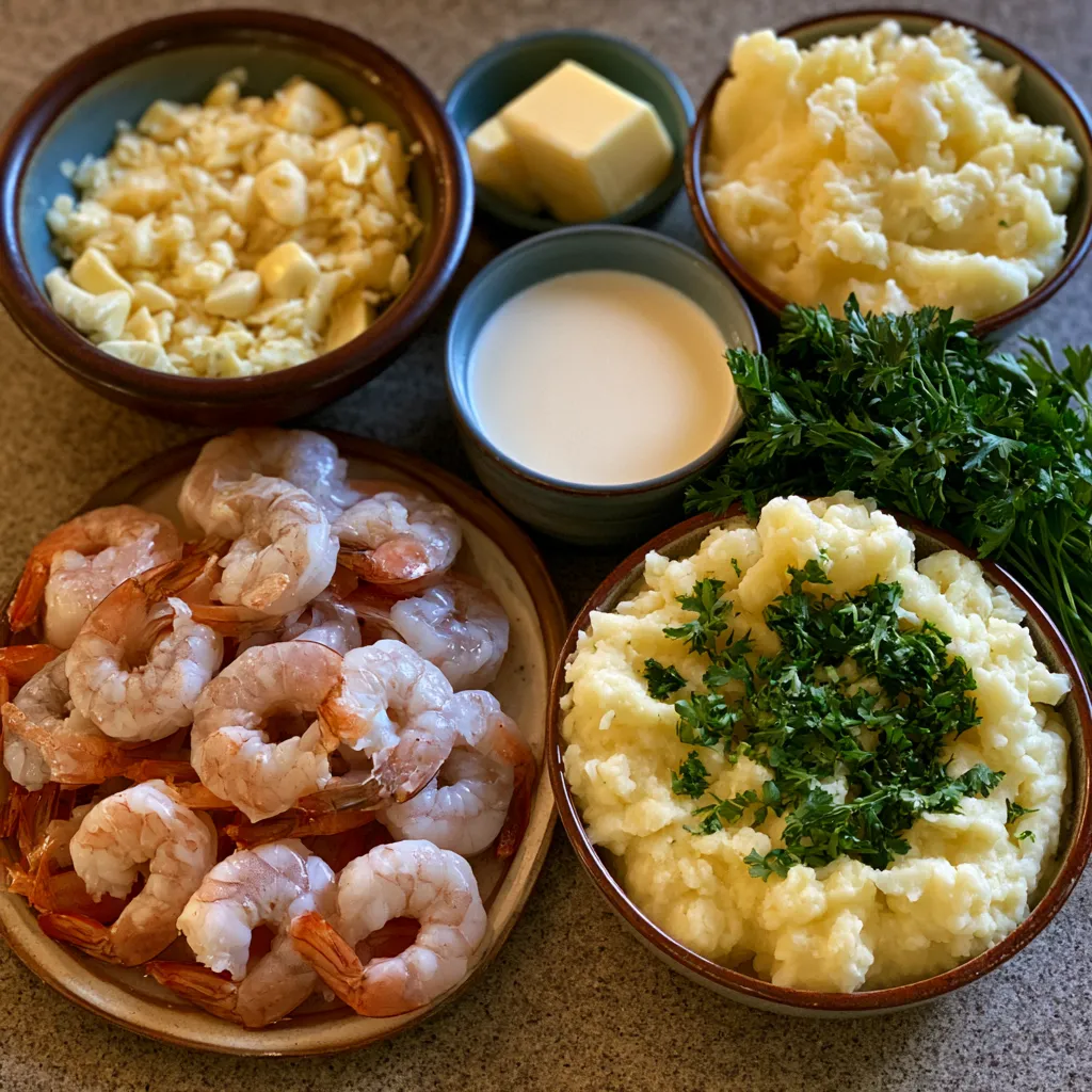 Creamy Garlic Shrimp Over Mashed Potatoes