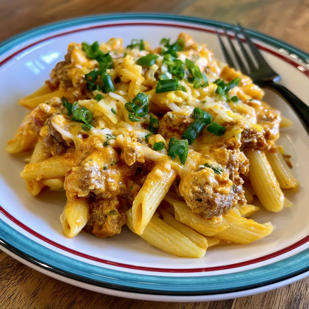 Creamy Spicy Buffalo Beef Pasta