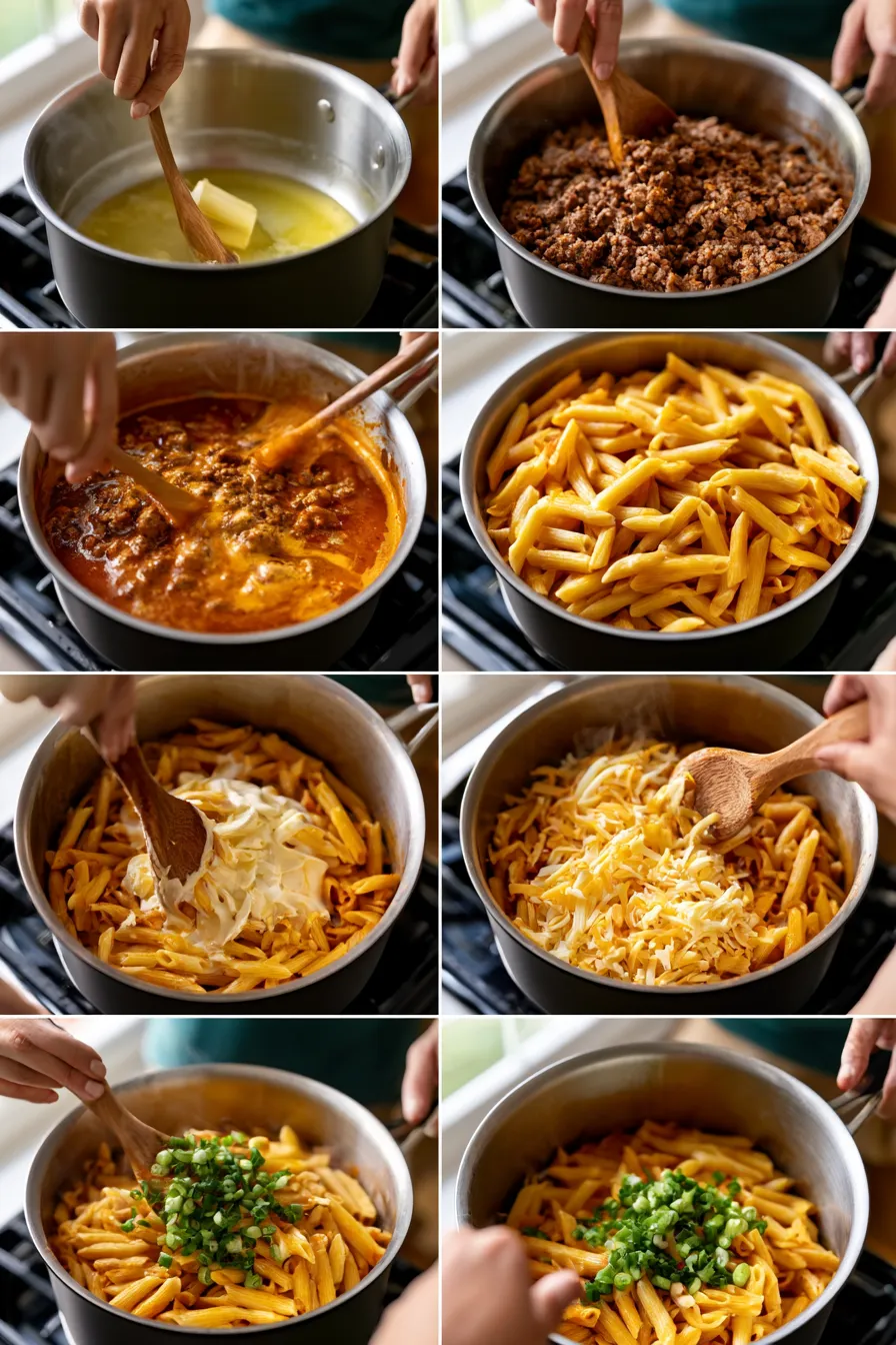 Creamy Spicy Buffalo Beef Pasta
