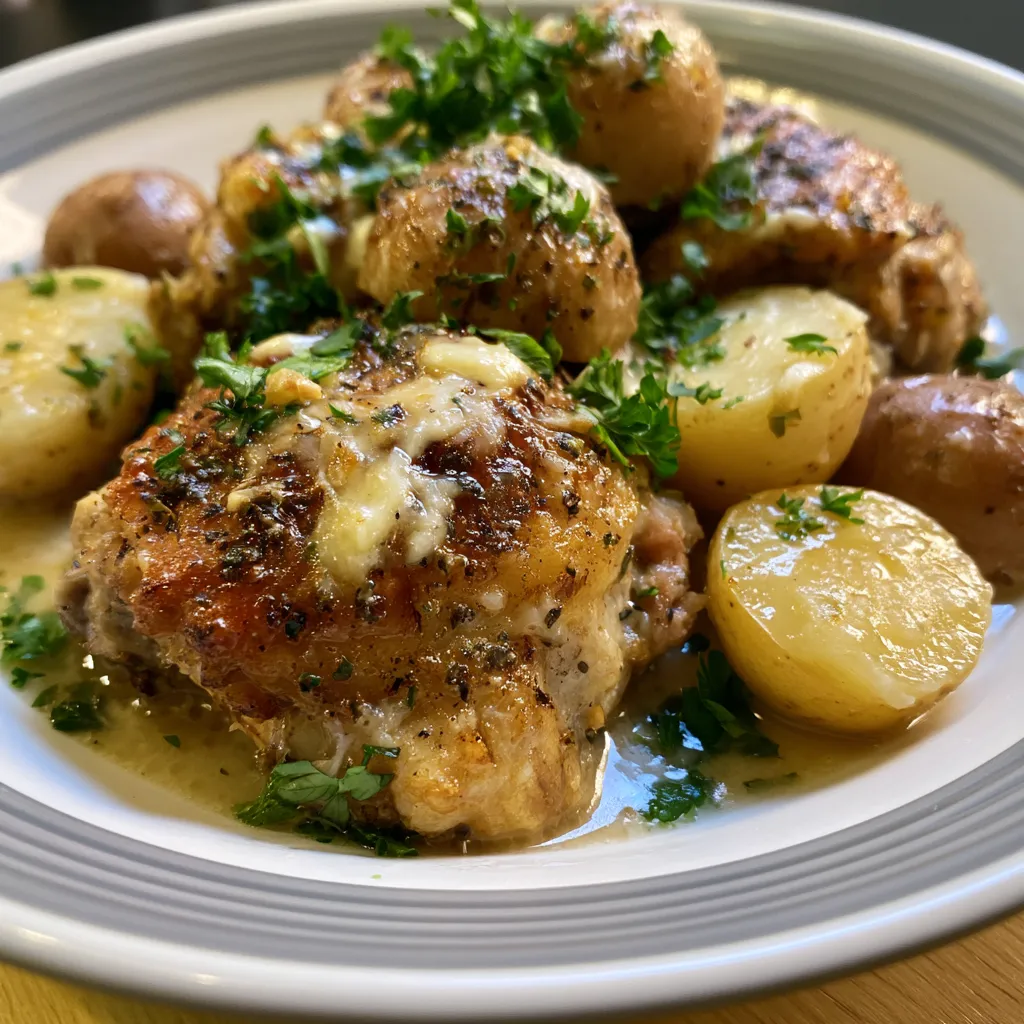 Crock Pot Garlic Parmesan Chicken and Potatoes