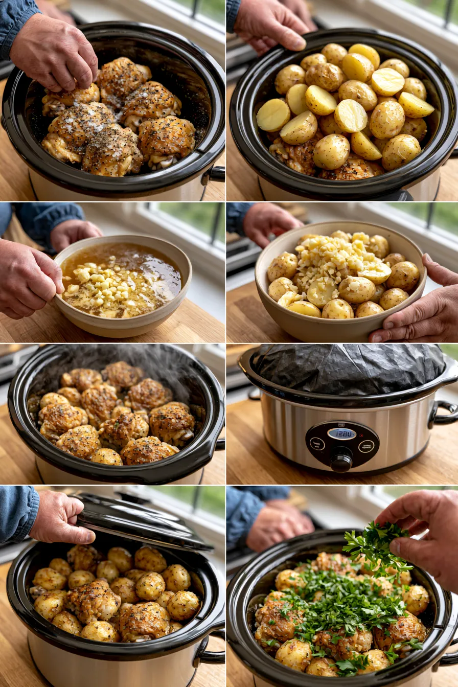 Crock Pot Garlic Parmesan Chicken and Potatoes