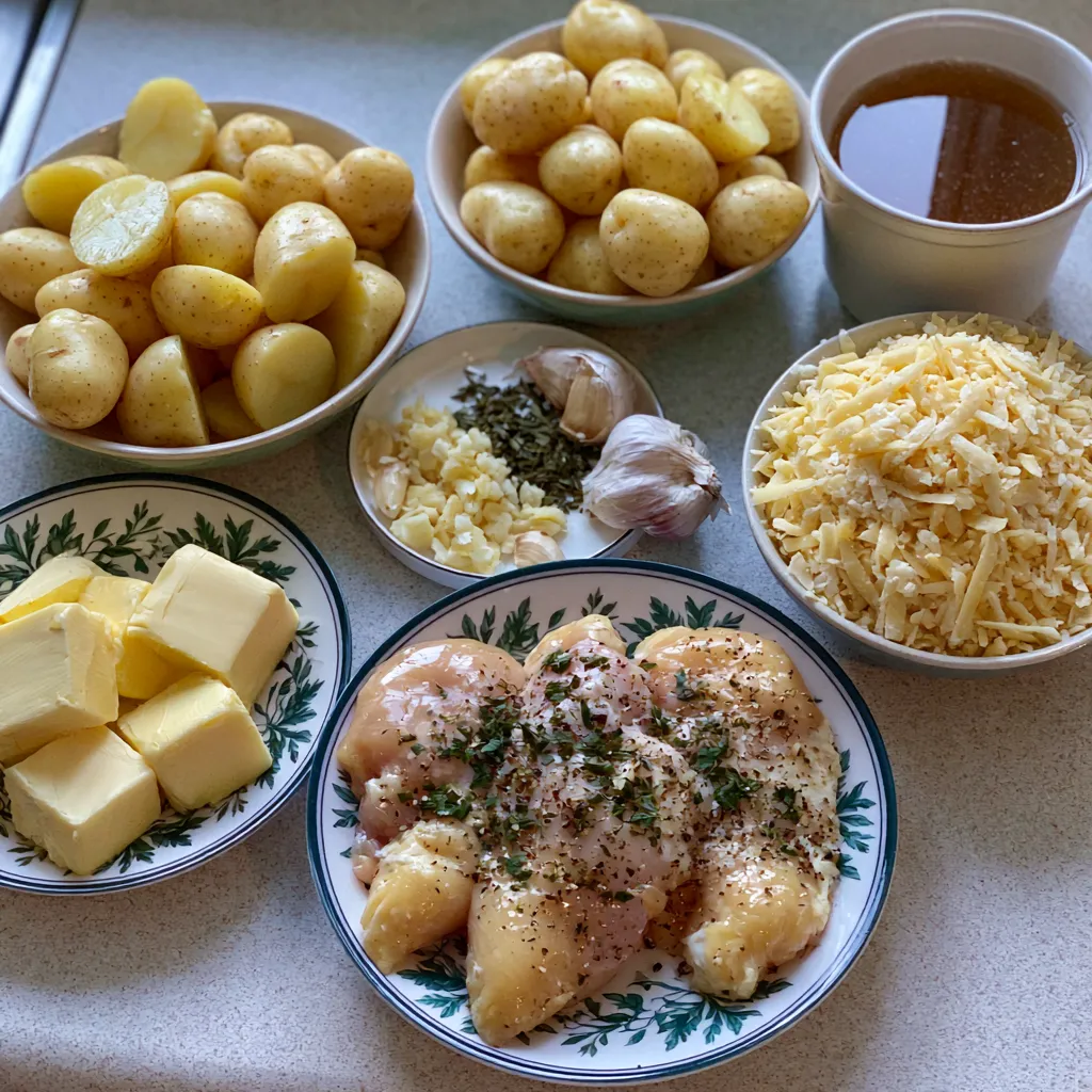 Crockpot Garlic Parmesan Chicken and Potatoes