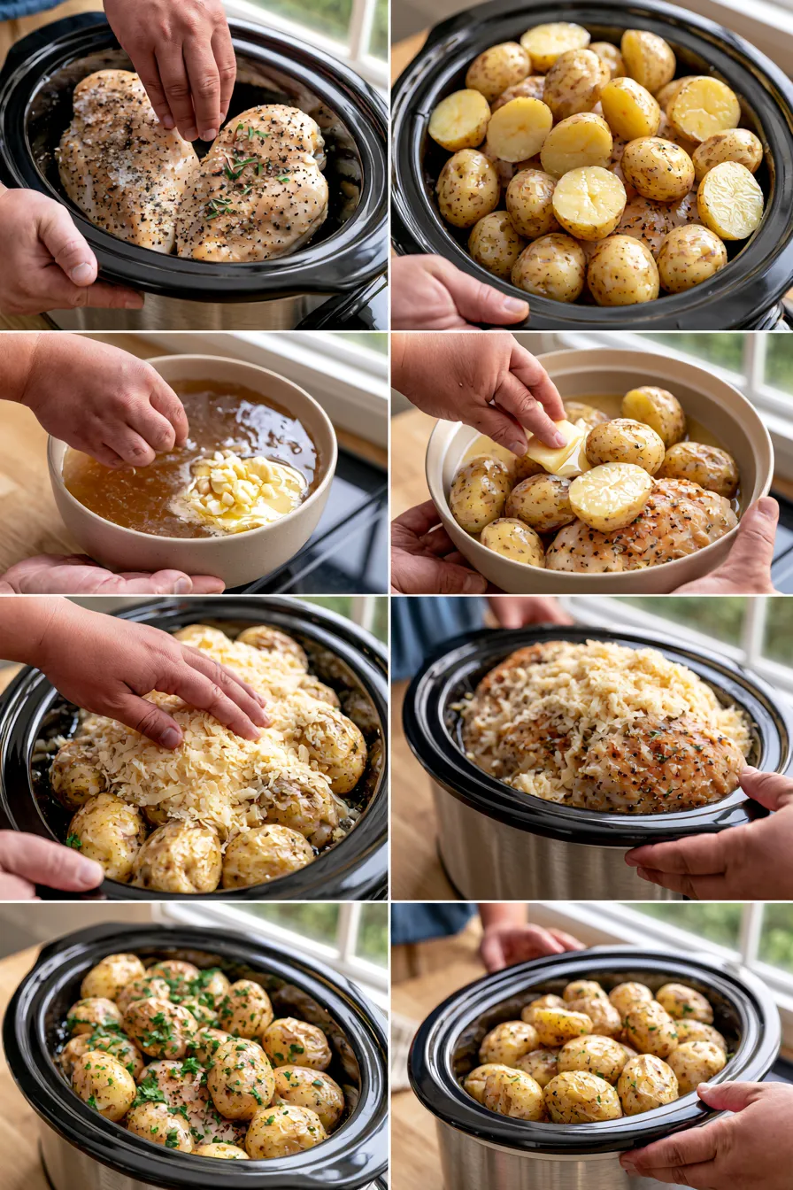 Crockpot Garlic Parmesan Chicken and Potatoes