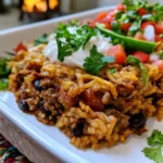 Easy Dump-and-Bake Beef Fajita Rice Bake