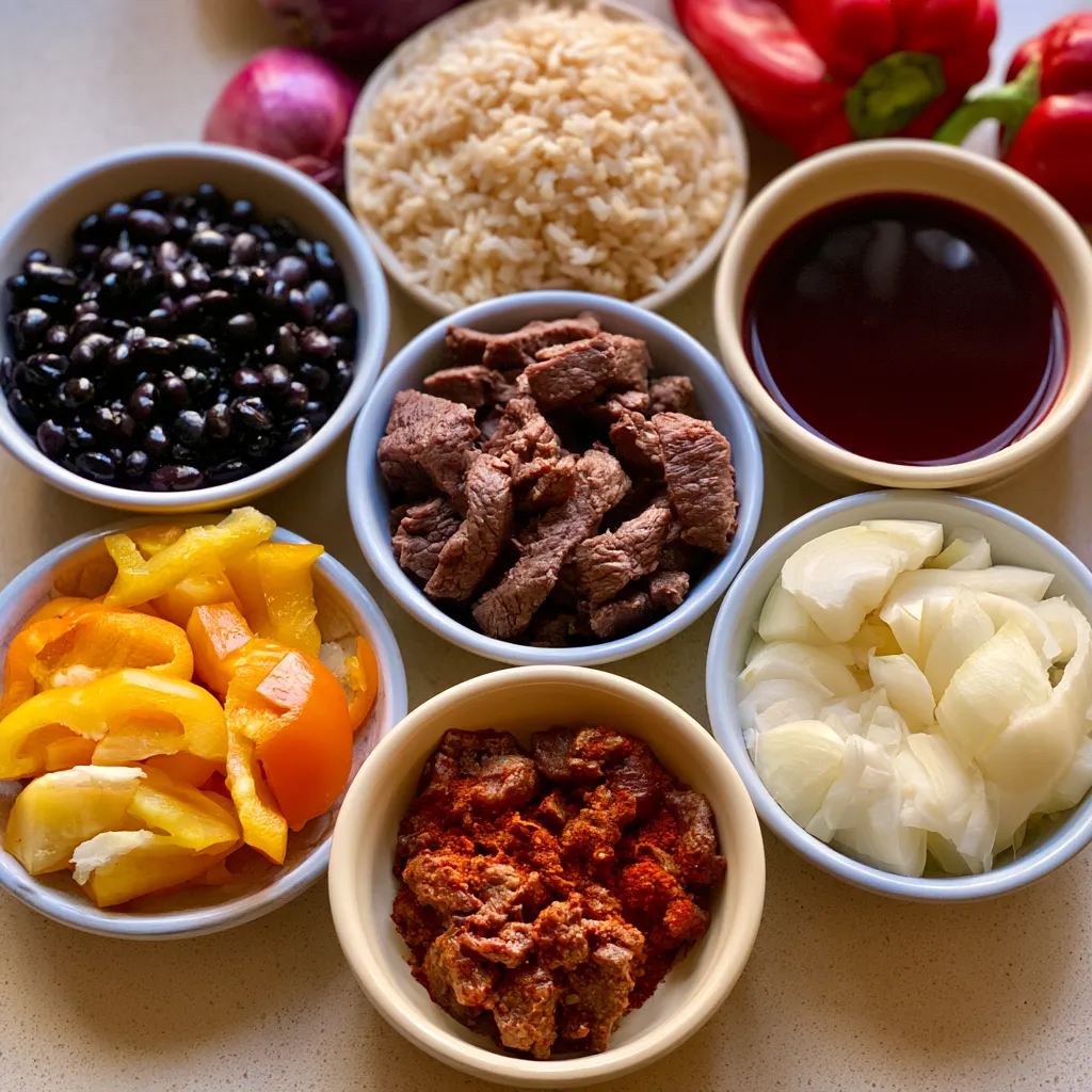 Easy Dump-and-Bake Beef Fajita Rice Bake