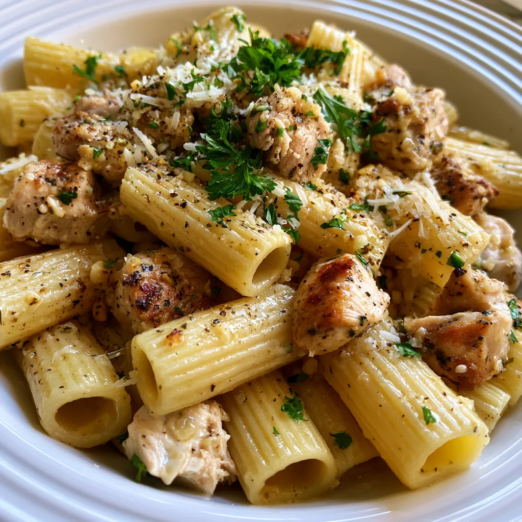 Garlic Butter Chicken With Rigatoni