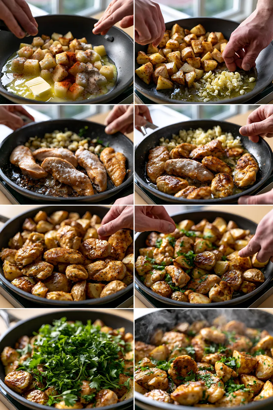 Garlic Butter Chicken and Potatoes Skillet