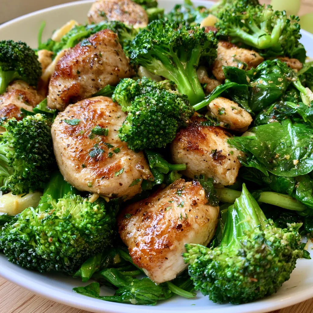 Garlic Chicken with Broccoli and Spinach