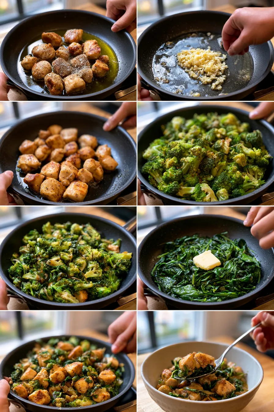 Garlic Chicken with Broccoli and Spinach