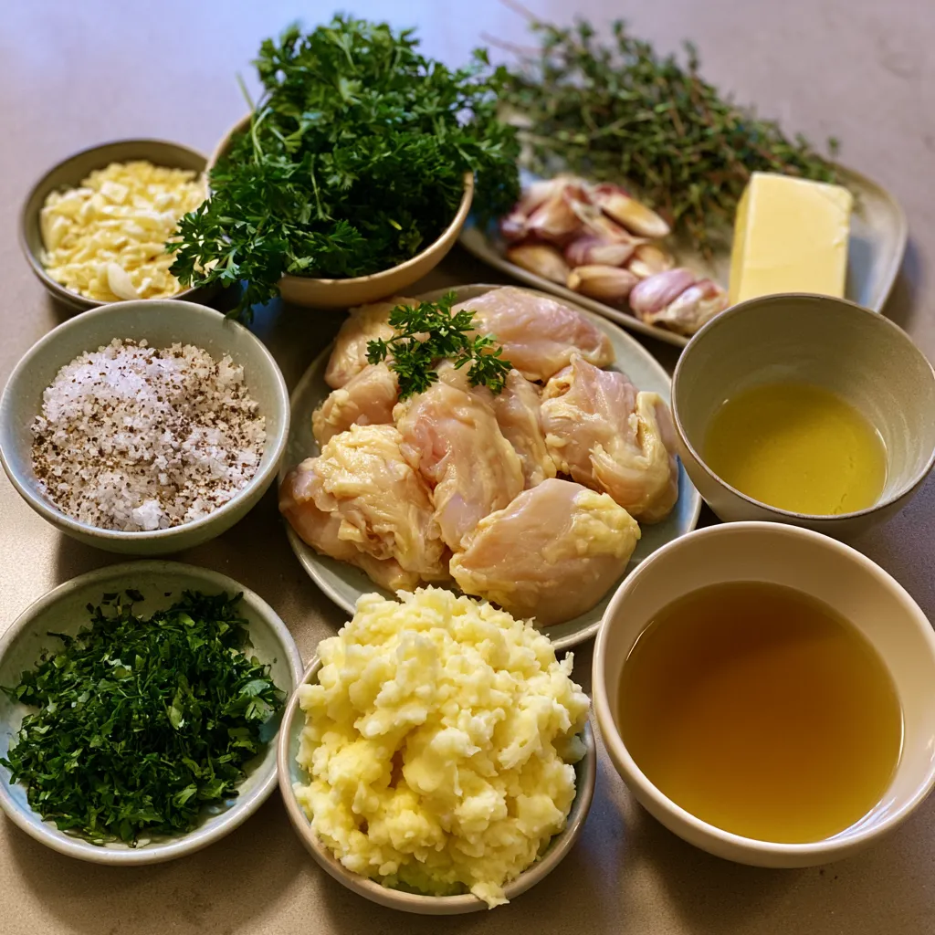 Glazed Garlic Herb Chicken Breast Over Creamy Mashed Potatoes