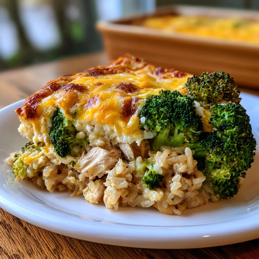 High Protein Chicken Broccoli Rice Casserole
