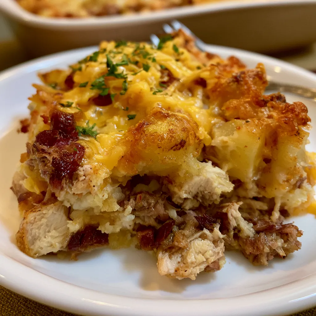 Loaded chicken and potato casserole