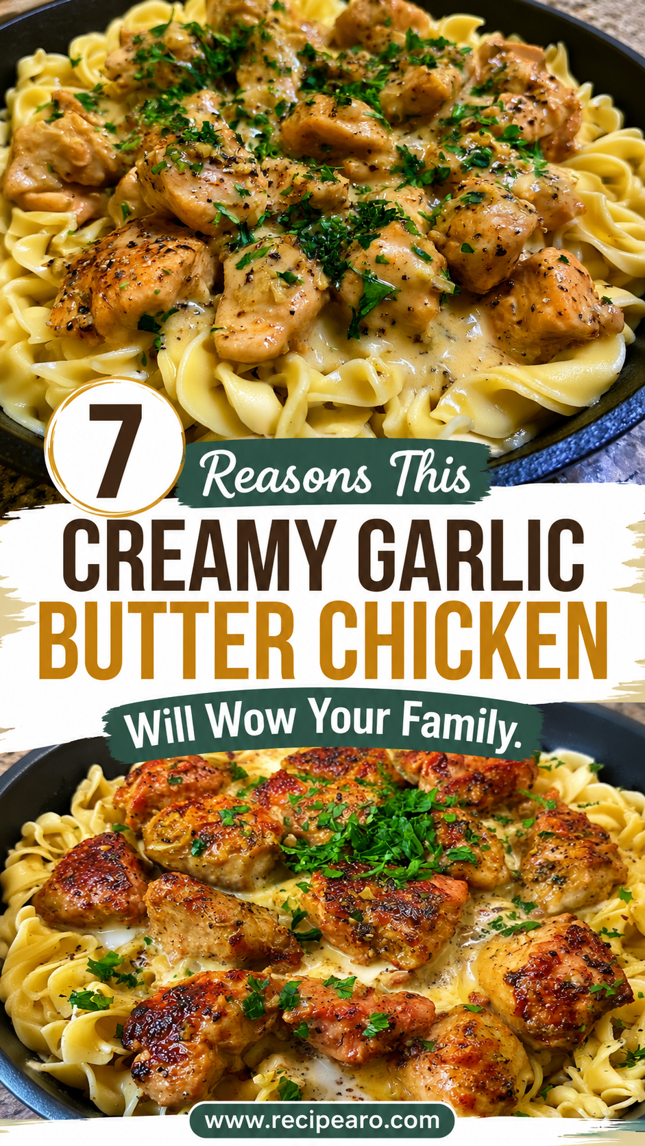 One-Pan Creamy Garlic Butter Chicken with Egg Noodles