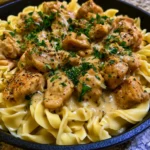 One-Pan Creamy Garlic Butter Chicken with Egg Noodles