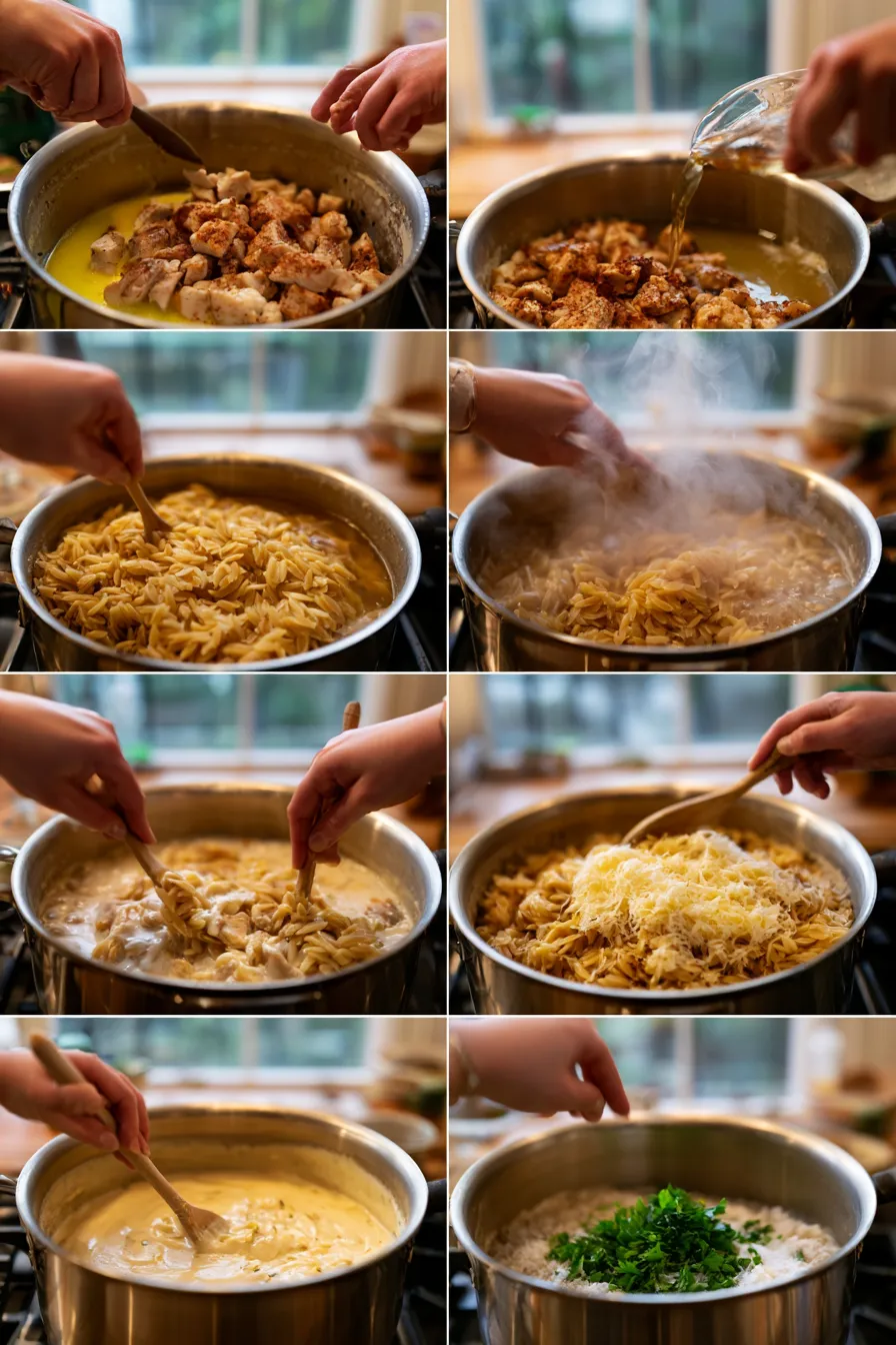 One Pot Cajun Chicken Alfredo Orzo