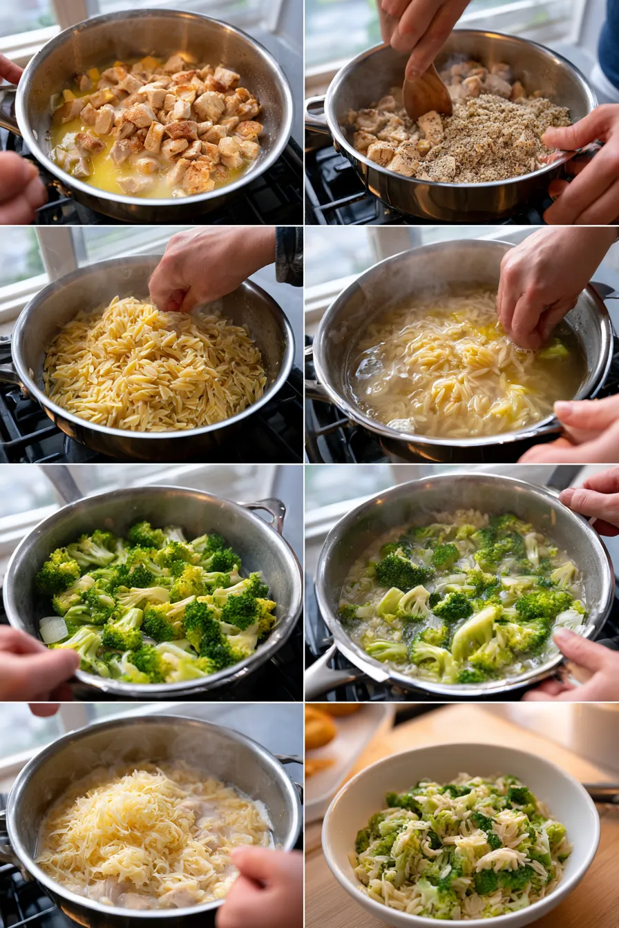 One-Pot Cheesy Chicken and Broccoli Orzo