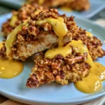 Pretzel Chicken with Mustard-Cheddar Sauce