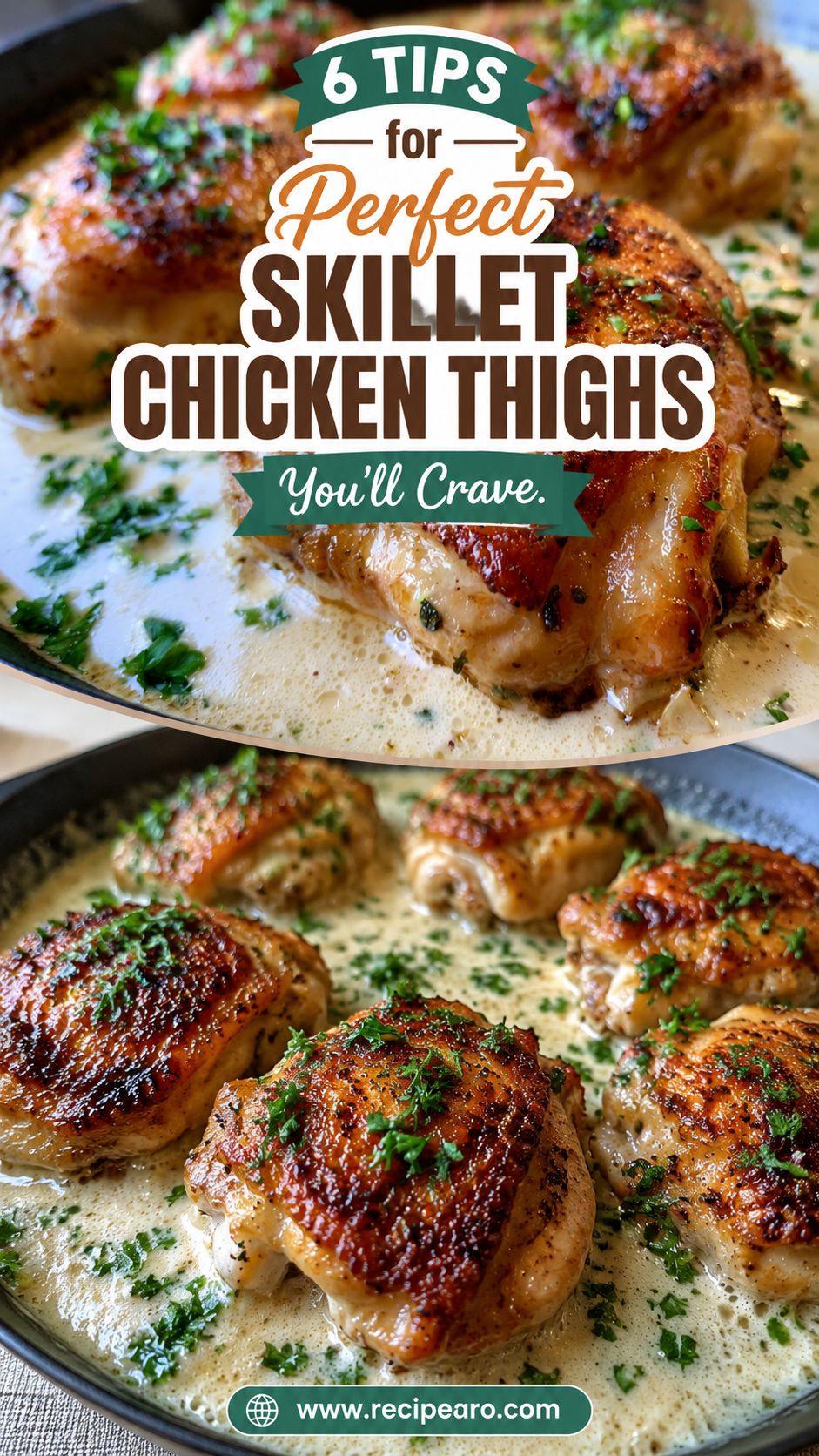 Skillet Chicken Thighs in Creamy Garlic Sauce